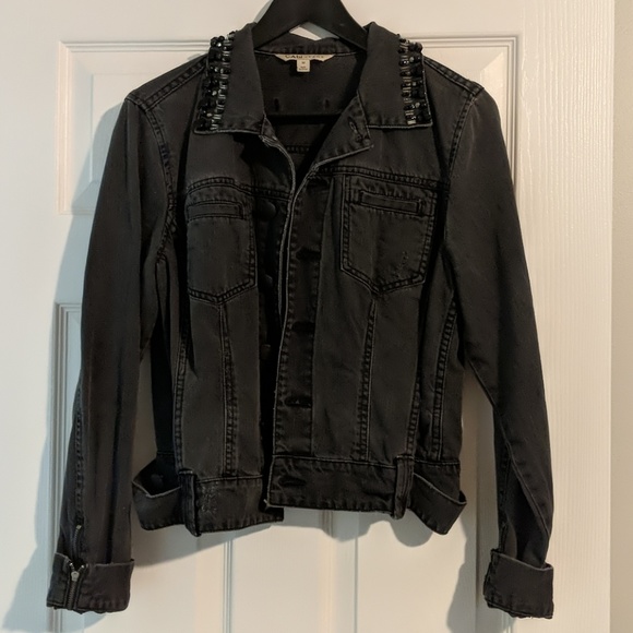 CAbi Jackets & Blazers - CAbi Jeans Black Denim Jacket Beaded Jewel Collar CAbi Jackets & Blazers - CAbi Jeans Black Denim Jacket Beaded Jewel Collar